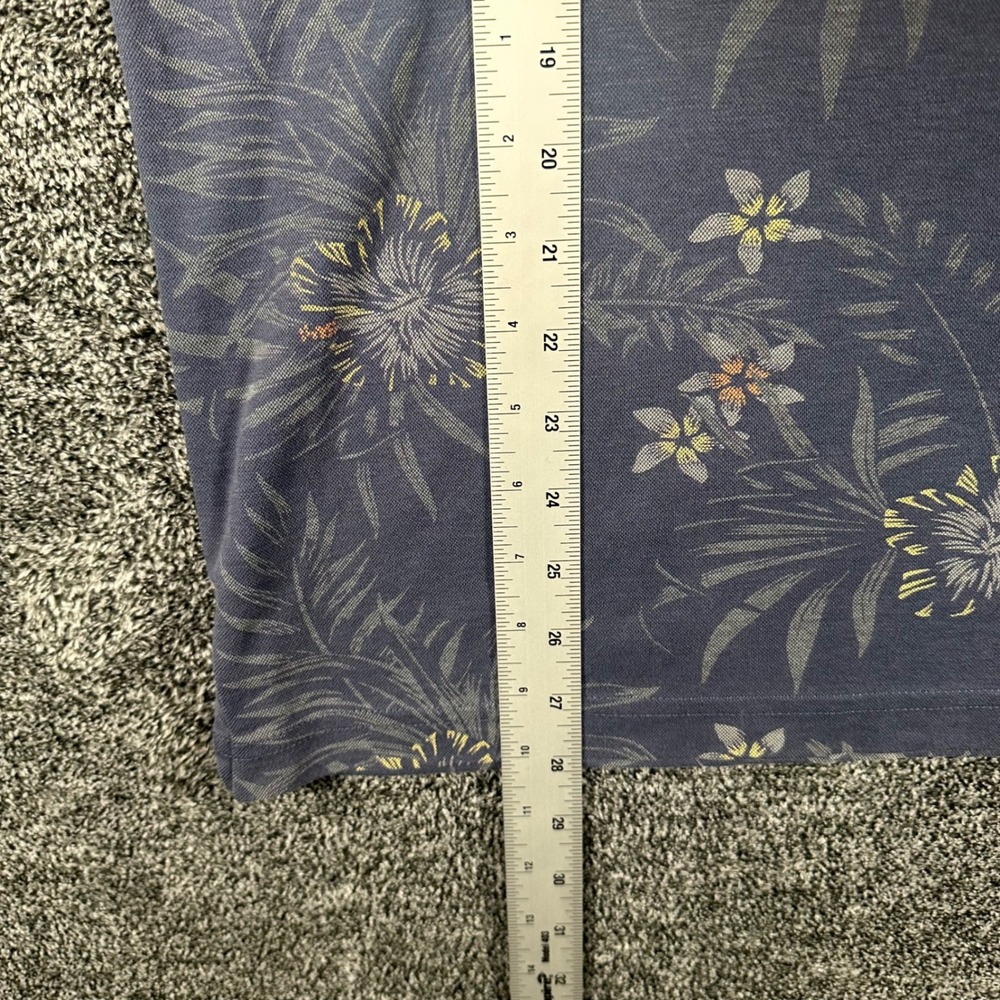 Travis Mathew Polo Shirt Mens Large Blue Floral Tropical Short Sleeve Golf Tee - Picture 4 of 12